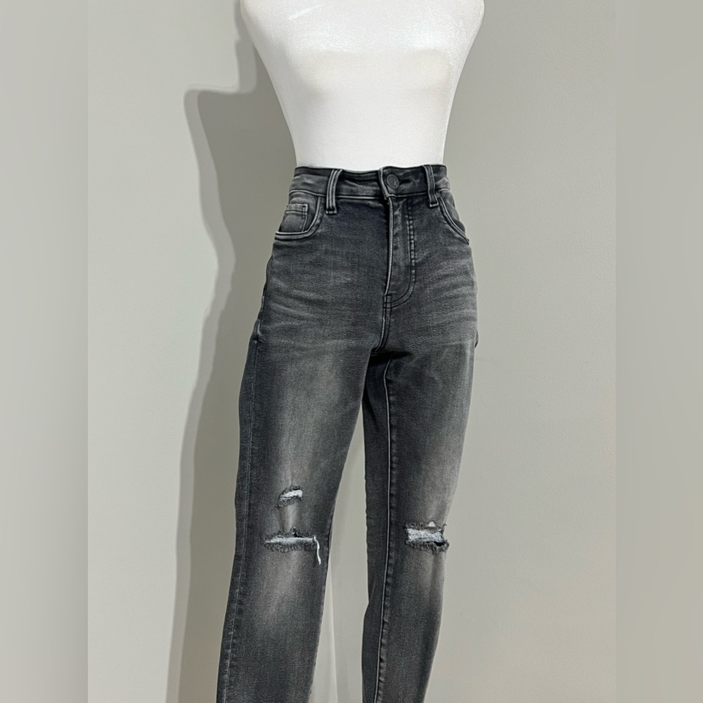 KUT from the Kloth Dark Charcoal Distressed Skinny Jeans Size 0